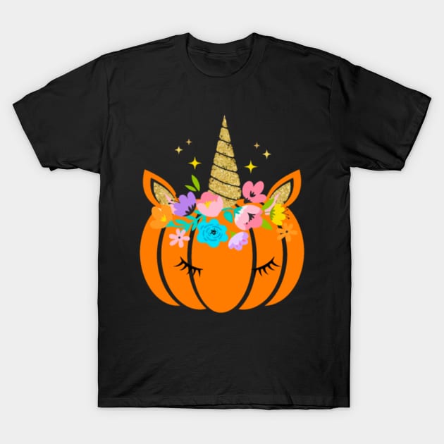 Funny Unicorn Pumpkin Halloween T-shirt Tee Gift T-Shirt by Nulian Sanchez